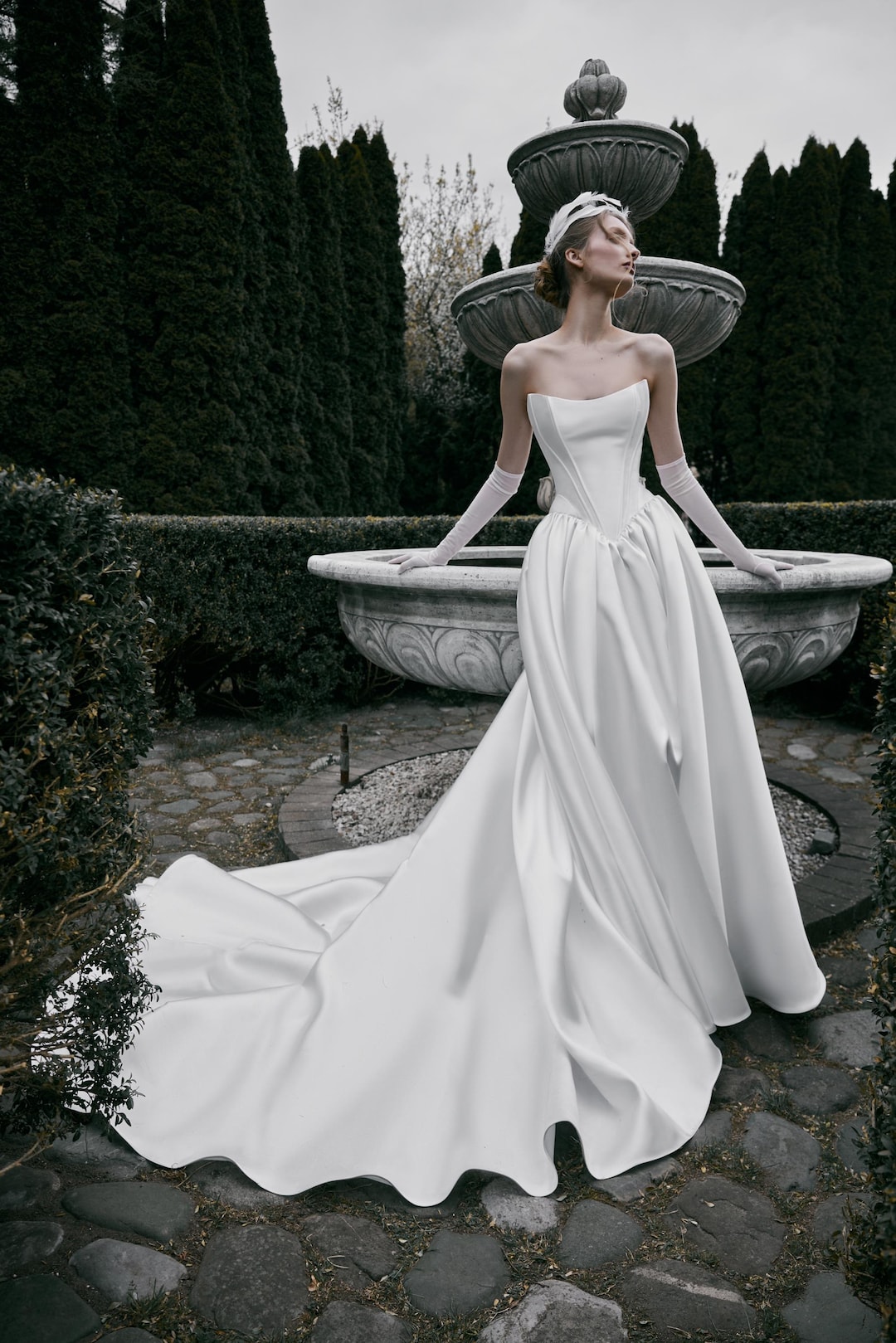 Strapless Mikado Wedding Dress Faith: Corset Bodice & Royal Train