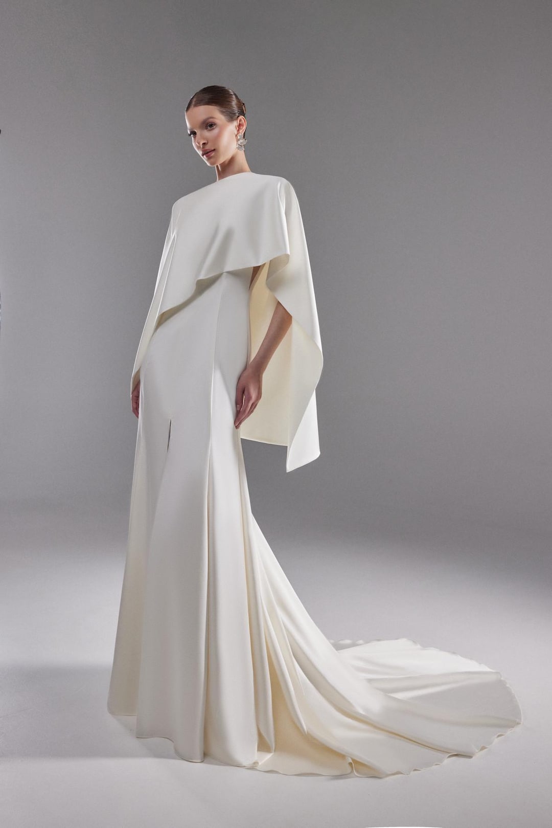 Elegant Crepe Wedding Dress Topper | Timeless Styling for Bridal Grace
