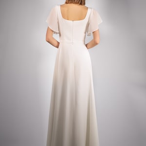 Modest wedding dress SONIA. Reception dress Elopement dress Simple wedding dress Flutter Sleeve Wedding Dress image 4