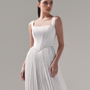 Satin Square Neck Bridal Corset Casia: Drop Waist Wedding Separates