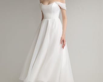 Robe de mariée midi TIFFANY. Robe de mariée simple | Robe minimaliste | Robe de mariée civile