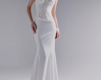 Lace Corset Wedding Separates Niam: Satin Fit & Flare Skirt, Detachable Straps
