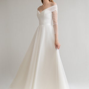 14710 Dry Rose Silvery Off-Shoulder Tulle Gown