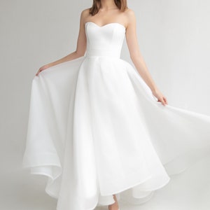 Reception dress Romilda | Romantic white dress | Elopement dress | Civil wedding dress | Midi wedding dress