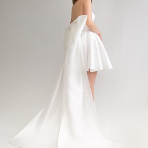 Short Mikado Wedding dress Sophie with Detachable bow | White wedding dress | Cocktail dress | Elopement dress