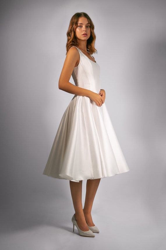 white midi dress bridal