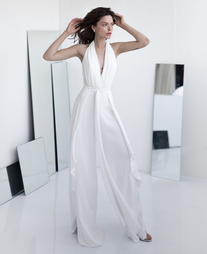 Wedding jumpsuit BONNIE. Alternative wedding dress A-line silhouette Wedding guest dress image 2