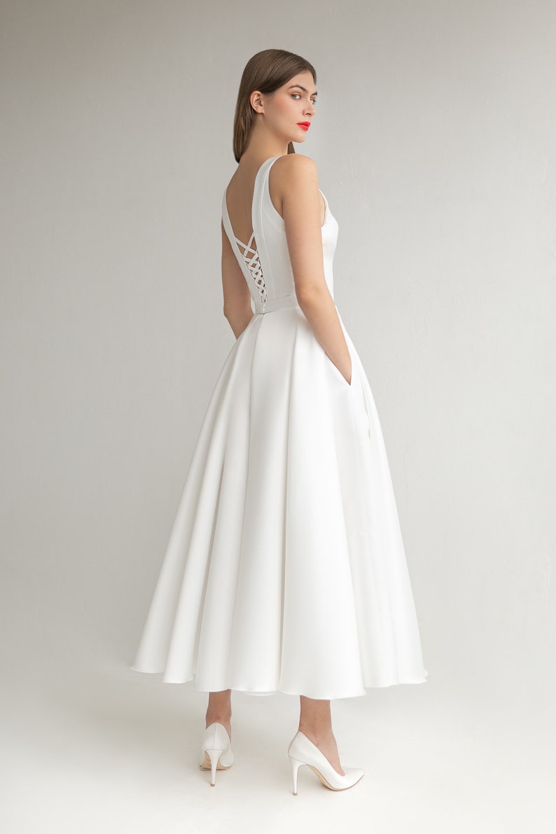 Midi wedding dress GLORIA. Casual wedding dress Cocktail dress Civil wedding dress Reception dress image 5