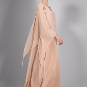 Chiffon wedding dress JOAN. Open back maxi dress Simple wedding dress Minimalist dress Reception dress Peach