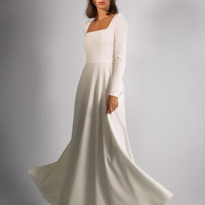 Crepe Wedding Dress Camilla. Winter Wedding Dress Long Wedding Gown ...