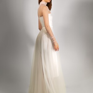 Casual wedding dress with detachable tulle skirt elopement dress satin wedding dress image 8