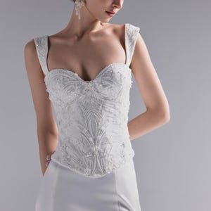 Lace Bridal Corset Niam With Detachable Straps: Satin Wedding Separates