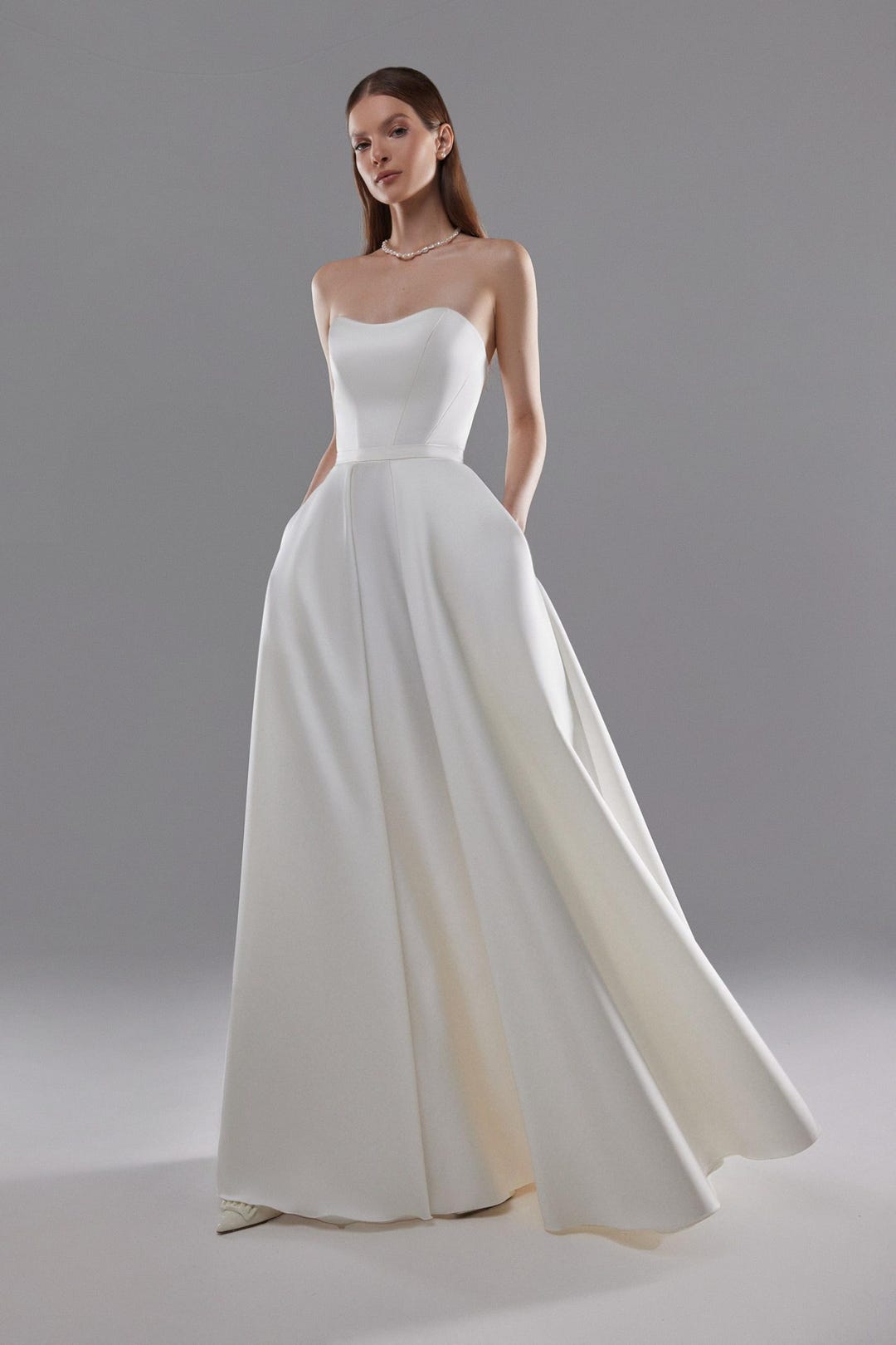 A-line Satin Wedding Dress Lizzie: Strapless Sweetheart Ball Gown - Main Image