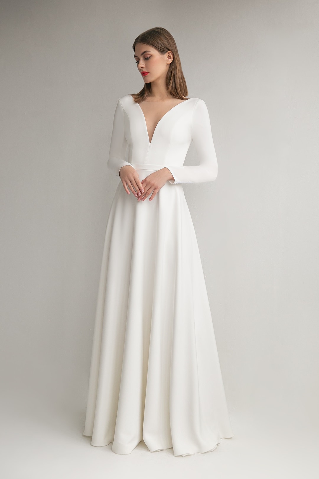 Ball Gown Wedding Dress OLIVIA. Modern Wedding Dress Long Sleeve Dress ...