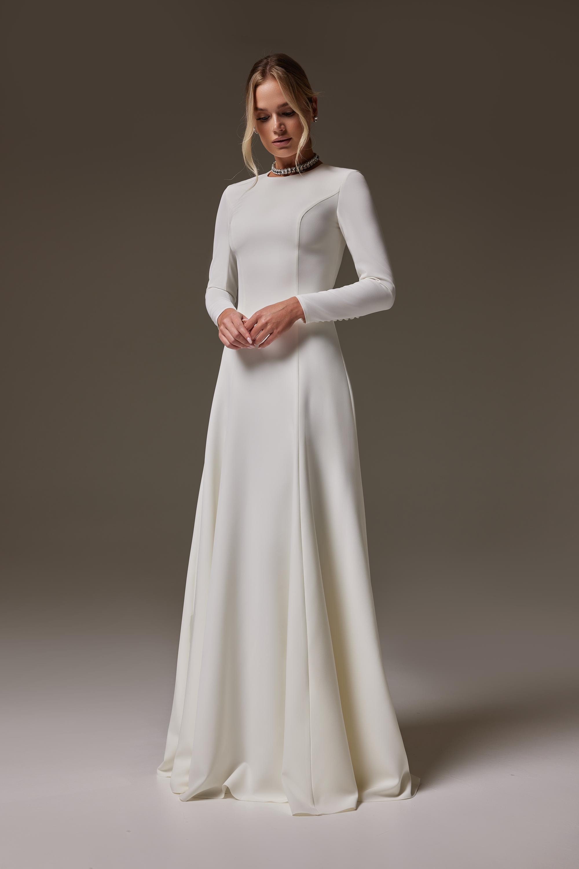 long sleeve diamond wedding dress S0837L 2026 New Fashion Round Neck Long Sleeve Bright Diamond Fluffy Tulle Long Tail High-end Temperament Wedding Dress| Alibaba.com