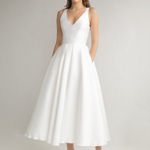Midi wedding dress GLORIA. Casual wedding dress Cocktail dress Civil wedding dress Reception dress Off white