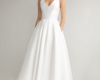 Midi-Brautkleid GLORIA. Lässiges Hochzeitskleid | Cocktailkleid | Standesamtliches Hochzeitskleid | Empfangskleid
