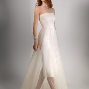 Casual wedding dress with detachable tulle skirt elopement dress satin wedding dress image 7