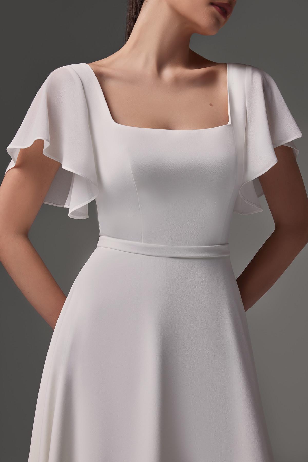 navy blue dress for baby girl DMOMOG V Neck Flutter Sleeve Bridesmaid Dress for Wedding Chiffon A-Line  Long Lace Up Back Pleated with Pockets Formal Party Dresses with Slit  Champagne SizeUS04 at Amazon Women's Clothing store main image 0