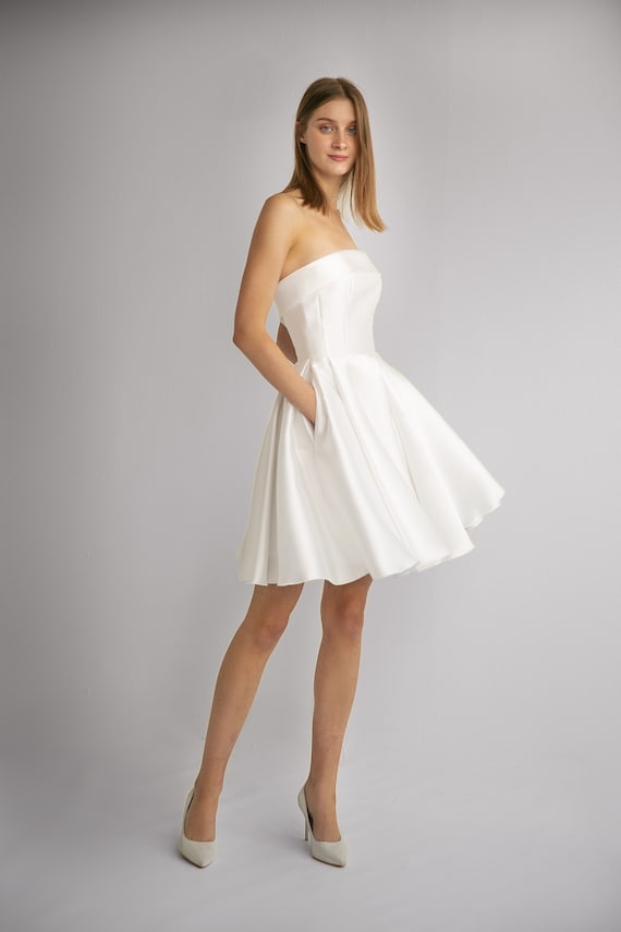 wedding white short dress