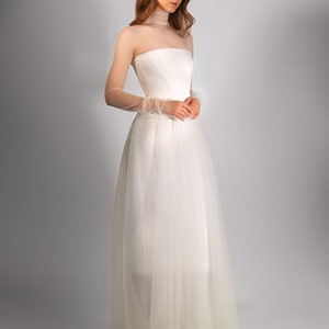 Casual wedding dress with detachable tulle skirt elopement dress satin wedding dress image 6