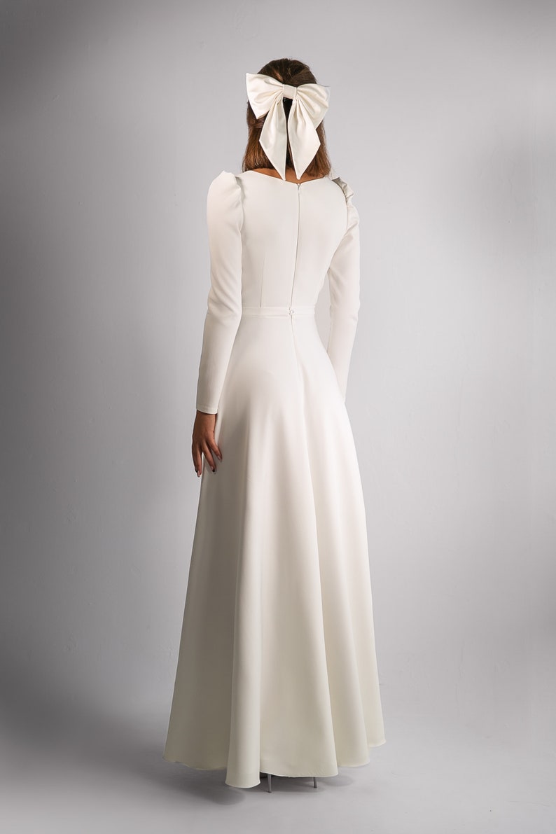 Crepe Wedding Dress Camilla. Winter Wedding Dress Long - Etsy