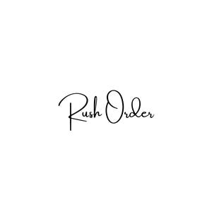 Könnte beinhalten: Schwarzweißes Logo mit dem Text "Rush Order" in einer handschriftlichen Schriftart.