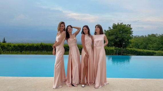 Set para damas de honor / Vestido de dama de honor de seda / - Etsy España Set para damas de honor / Vestido de dama de honor de seda / - Etsy España