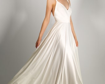 Robe de mariée en soie MIA. Robe de fiançailles | robe de mariée décontractée | robe de cocktail d'été