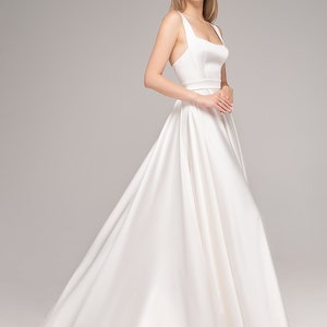 Modernes Satin A-Linie Brautkleid Mila | Empfang Kleid | Korsett Brautkleid | Schlichtes Brautkleid