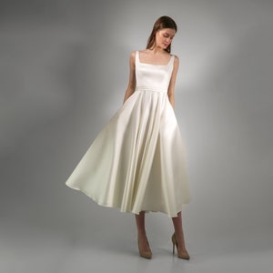 Reception Dress VLADA MIDI. Midi Wedding Dress Satin Wedding Dress ...