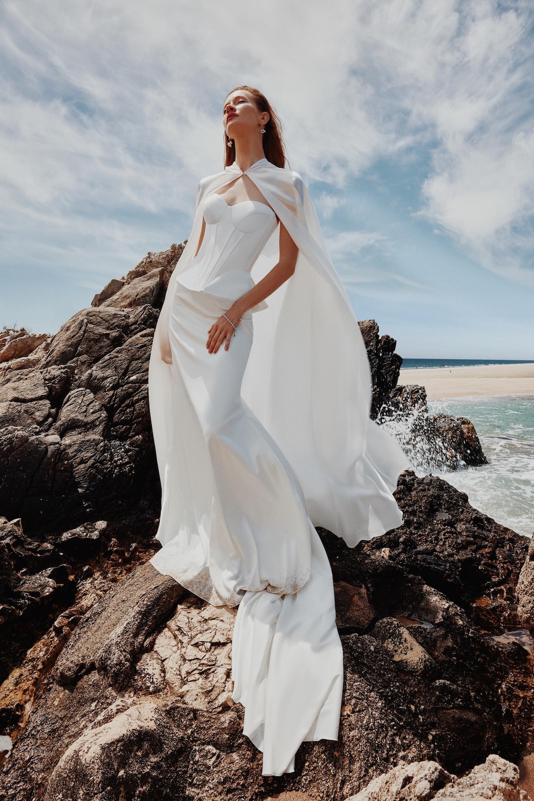 Chiffon Bridal Cape With Hood: Transparent Wedding Cover-up - Wade