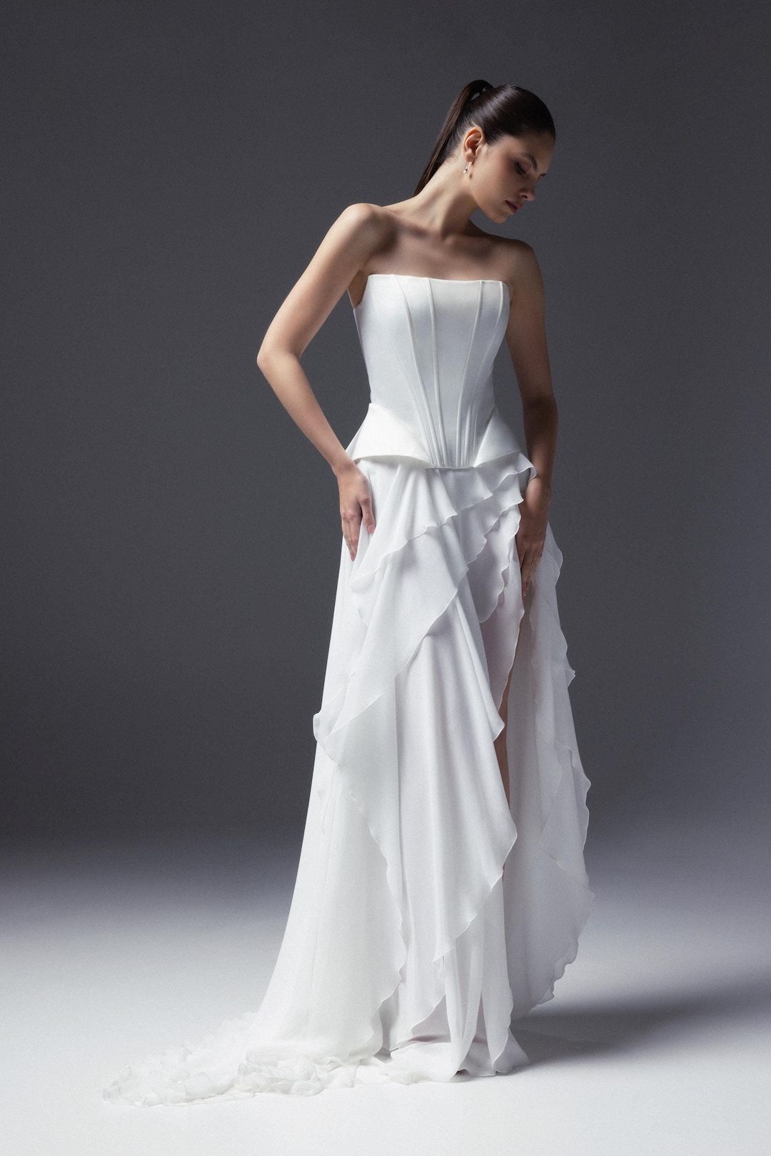 Chiffon Ruffle Bridal Skirt Greta: Asymmetric Maxi Wedding Separates - Etsy