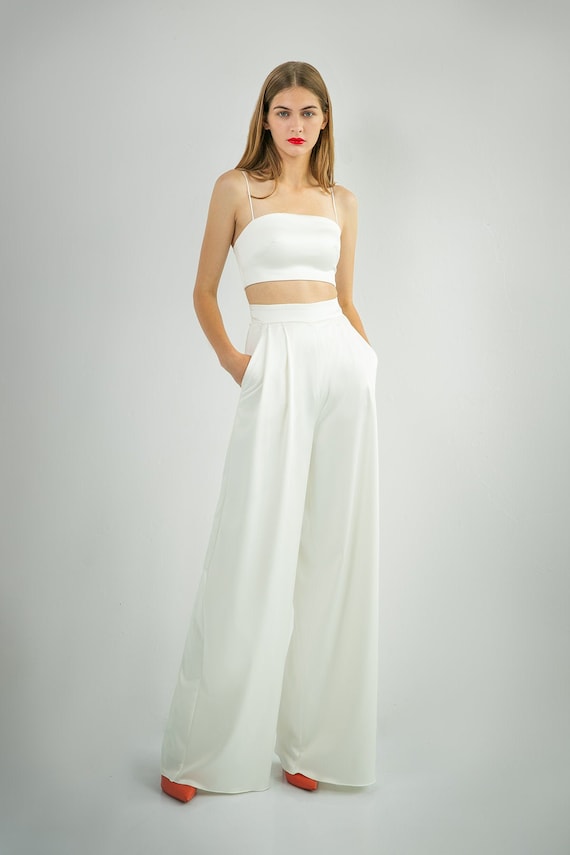 Palazzo Pants ANDREA. Bridal Separates Casual Wedding Dress Reception Dress Civil Wedding Dress Etsy