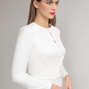 Chaqueta de boda crepe / Encubrimiento nupcial / Separaciones nupciales / Chaqueta marfil para boda / Chaqueta nupcial blanca Ivory