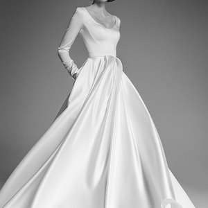 Modest Wedding Dress BECK. Winter Wedding Dress Satin - Etsy
