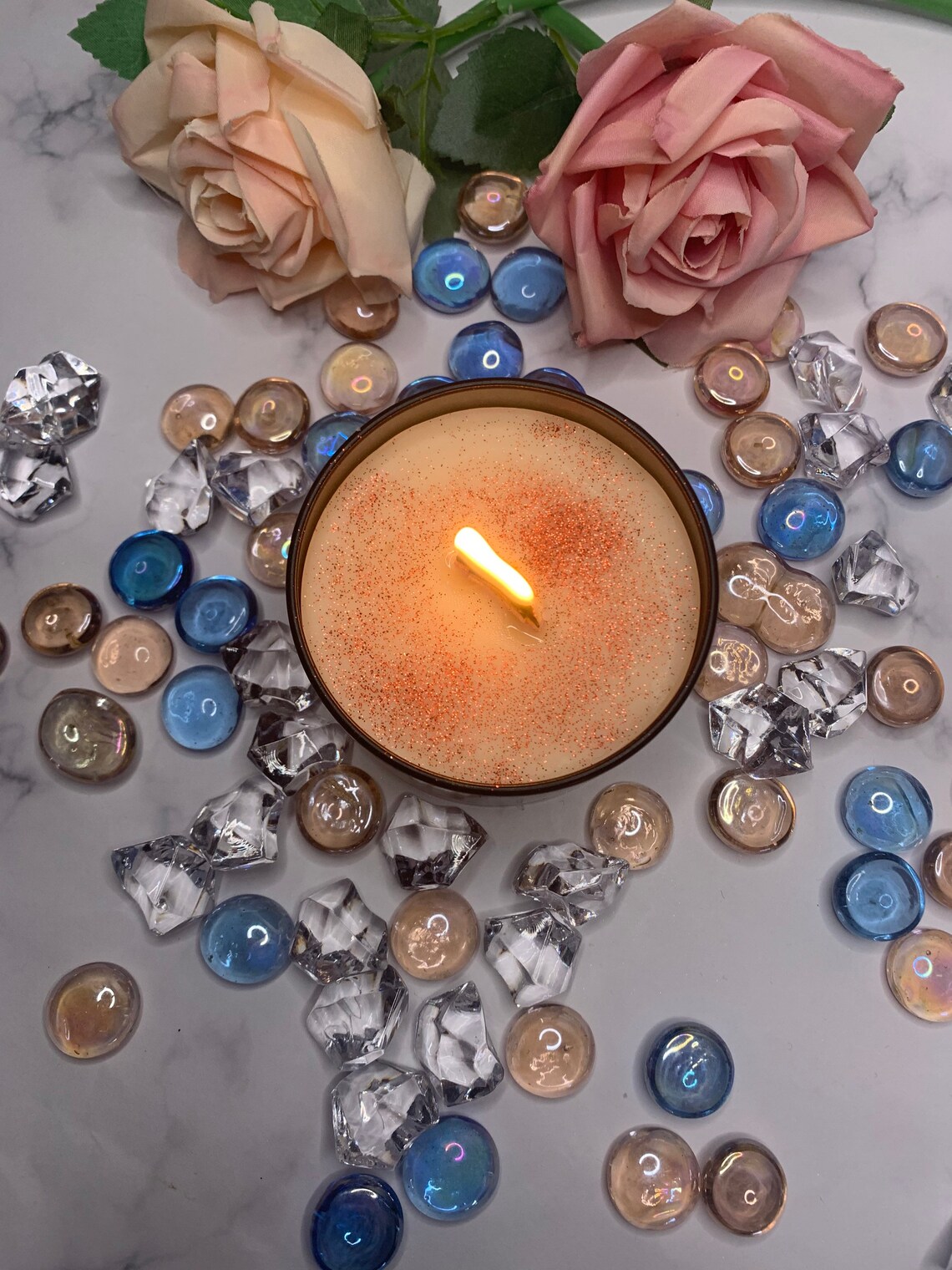 Large candle in black tin. Handmade with love in the UK vegan Etsy