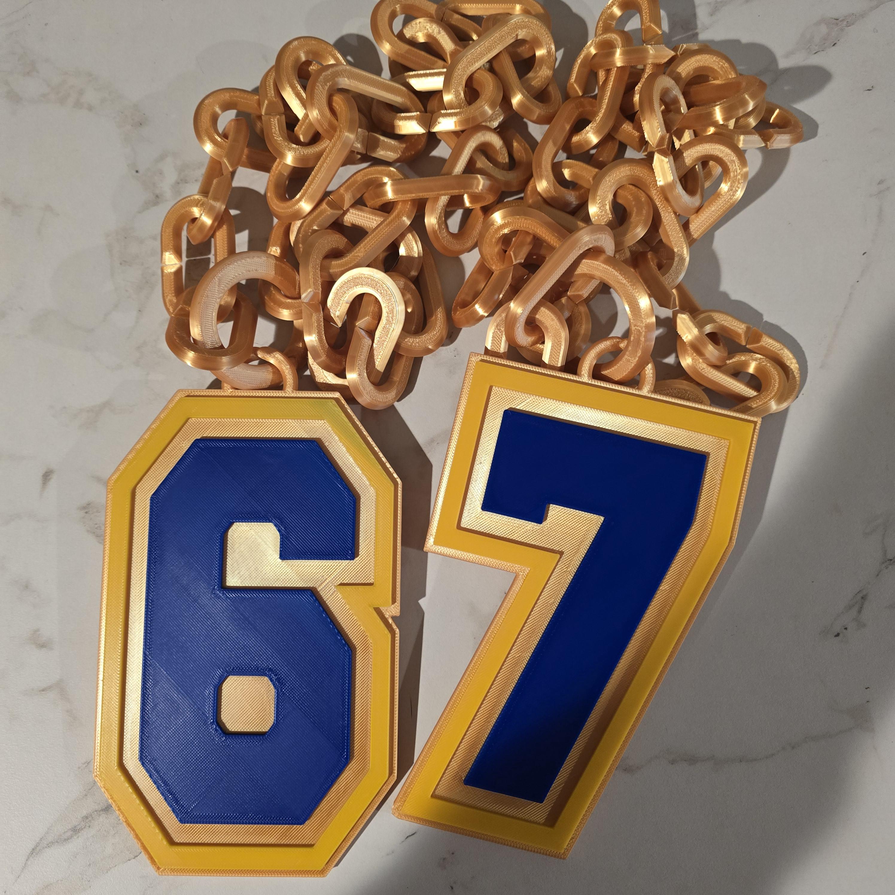 Custom 3D Jersey Number Chain: Sports Team Colors Hype Chain - Etsy