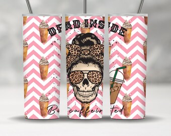 Leopard Skull Caffeinated Tumbler, Funny Coffee Travel Mug