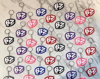 Six Seven Keychain: PLA Plastic Backpack Charm, Stocking Stuffer, Class Gift, Birthday, Goodie Bags, 67