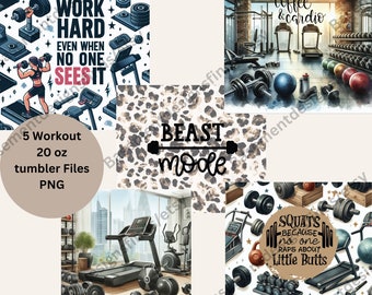Gym Workout 20oz Tumbler Wrap: Inspirational PNG Design (Digital Download)
