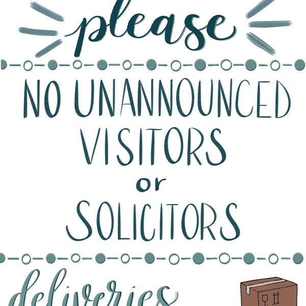 No Unannounced Visitors Sign Digital Download