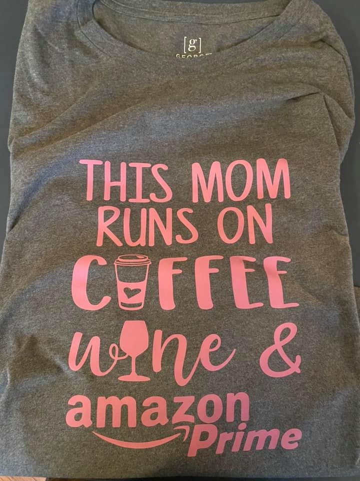 Mom Runs on Coffee Wine and Amazon Prime Etsy