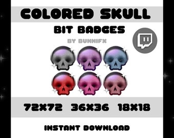 Twitch Bit/Sub Badges (6 Pack) Iridescent Skulls