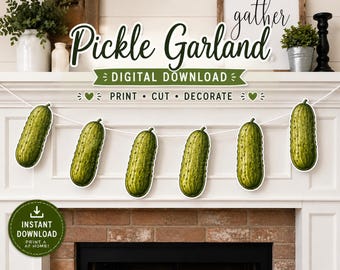 One Big Dill Pickle Garland Printable | Pickle Banner Decor | Funny Pickle Party Decorations | DIY Pickle Birthday Decor | Instant Download