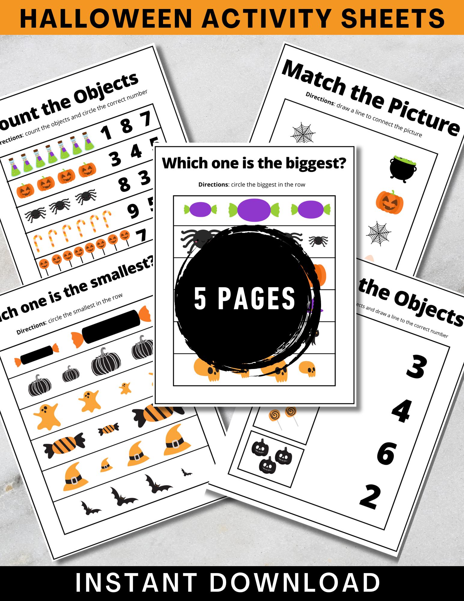 Halloween Toddler Activity Sheets | Halloween Games | Kid Activities ...