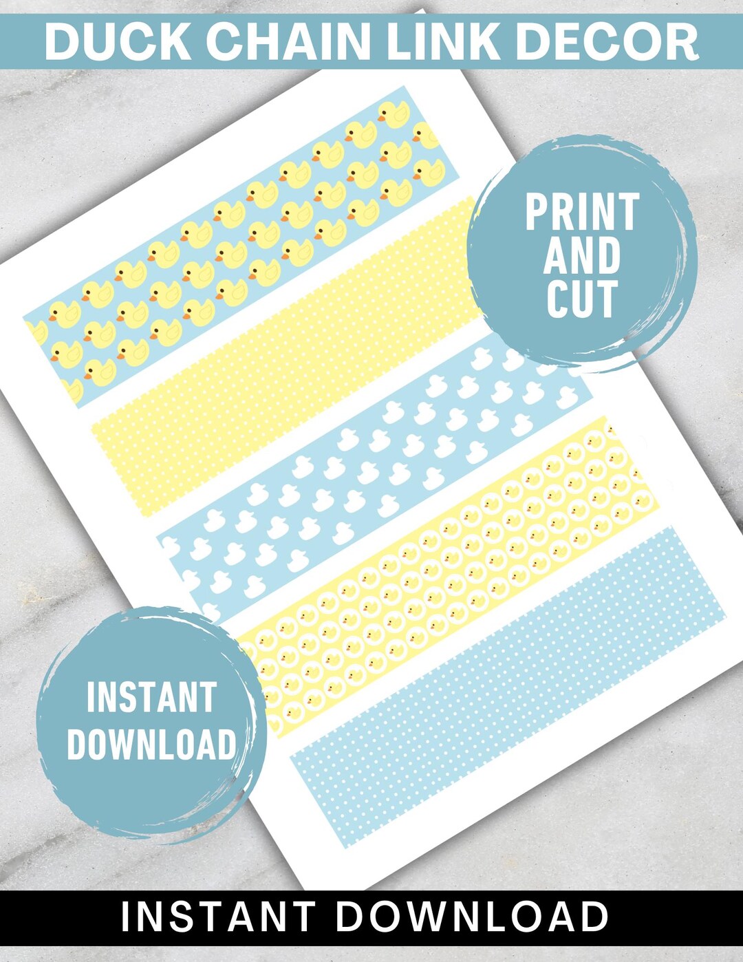 Duck Paper Chain Printable • Spring Paper Chain Craft • Baby Shower ...