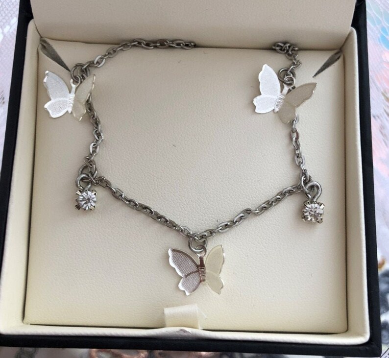 costume jewelry Sparkly silver-colored butterfly necklace silver butterfly necklace silver necklace silver jewelry