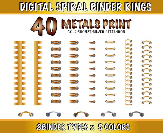 Digital Planner Binder Rings Metallics Gold-goodnotes Center and