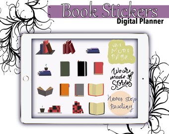 Reading stickers | Book clipart | Goodnotes stickers | Reading clipart